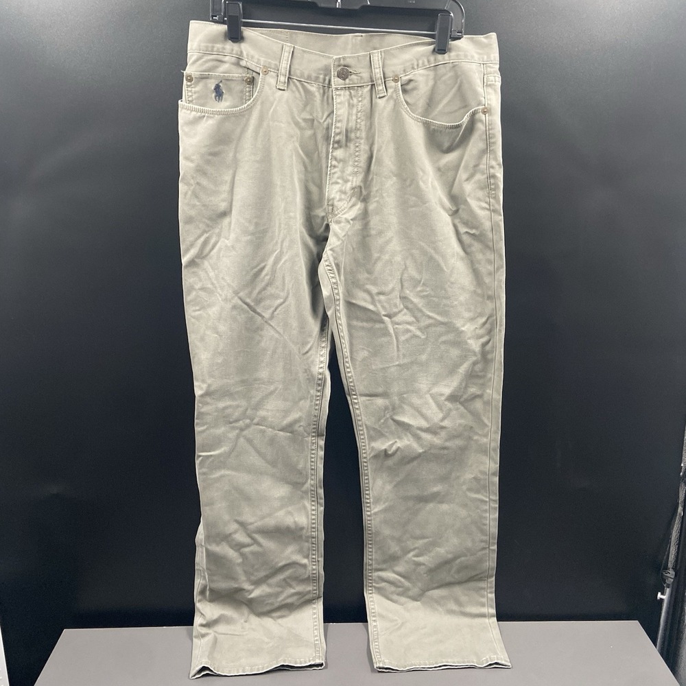 Polo Ralph Lauren Pants Mens 33x30 Gray Khaki 650 Straight 5 Pocket Chino Pony